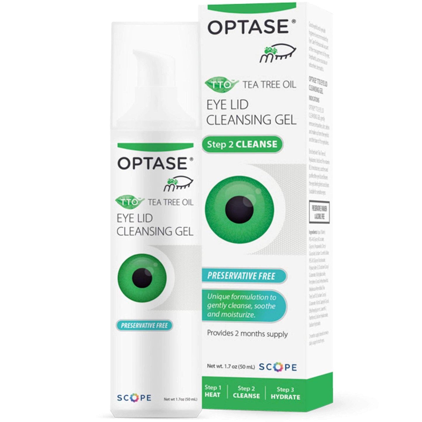 OPTASE TTO Eyelid Cleansing Gel, 1.7 fl oz - Tea Tree Oil Eyelid Cleanser for Gentle Daily Lid and Lash Cleansing - Made With Hyaluronic Acid Beauty & Personal Care Optase