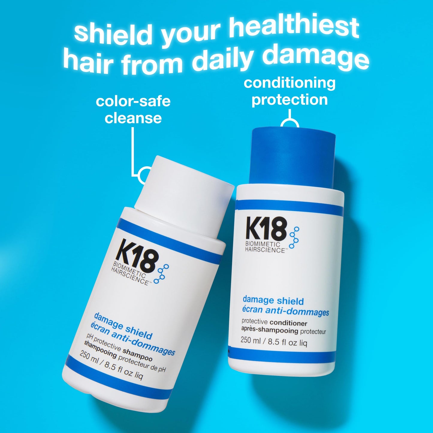 K18 Damage Shield Wash Care Set | Full-Size Color-Safe Protective Shampoo + Conditioner Reduces Frizz And Tangles, Maintains Hair Health, Protects Beauty & Personal Care K18