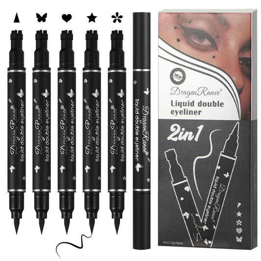 5PCS Black Liquid Eyeliner Stamps Set,Double-side Winged Eyeliner Stencil Pen,Waterproof Long Lasting Eye Liners Stamp Eyeliner Pencil Tattoo Makeup Beauty & Personal Care WENJLYJ