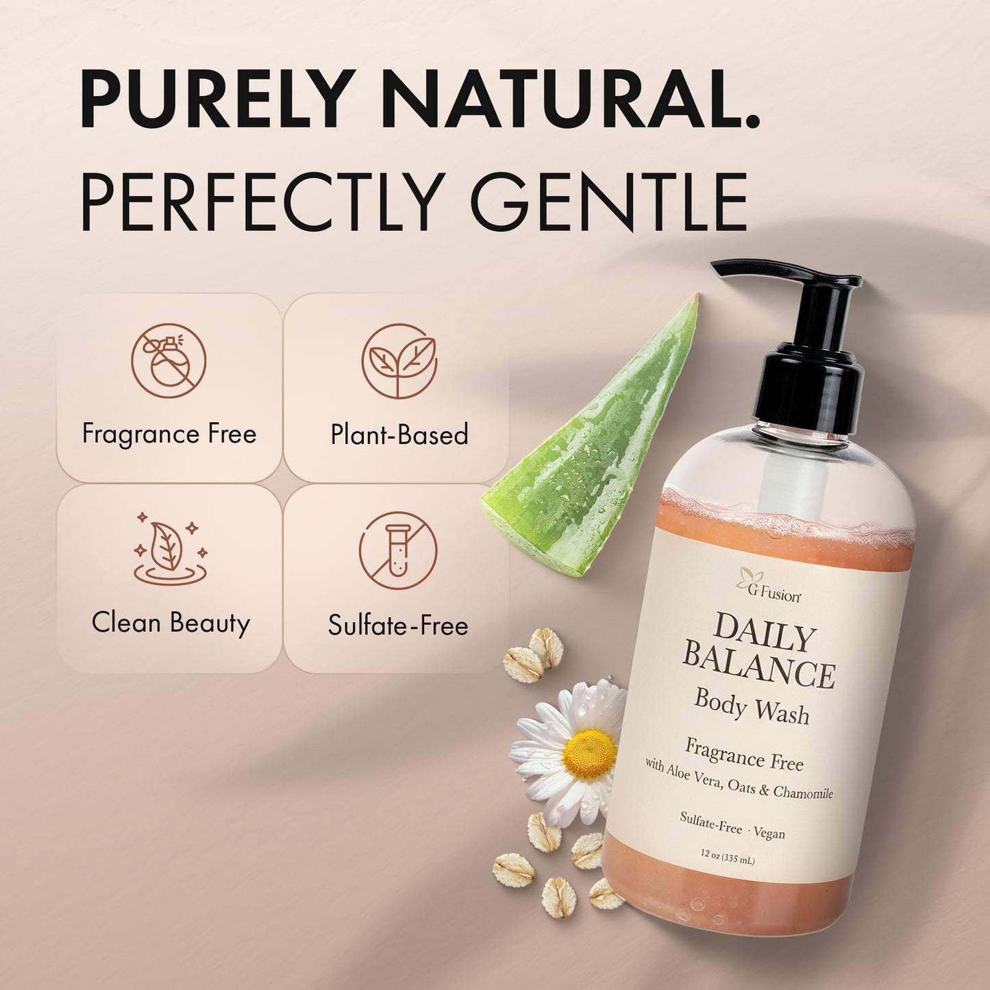 ALL Natural Body Wash, Moisturizing Shower Gel - Natural Fragnance Free Body Wash - Shower Gel For Dry & Sensitive Skin - Kids Soap - Organic, Vegan Beauty & Personal Care G-Fusion