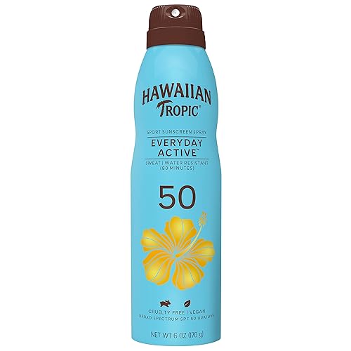 Hawaiian Tropic Everyday Active Clear Spray Sunscreen SPF 50, 6oz | Hawaiian Tropic Sunscreen Spray SPF 50, Sunblock, Oxybenzone-Free, 6oz Beauty & Personal Care Hawaiian Tropic