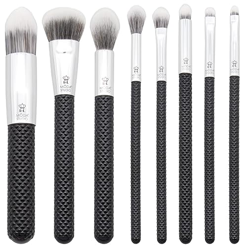 Moda Studio Backstage Pass 8pc Makeup Brush Kit - Complete Face & Eye Brush Set with Travel Pouch Beauty & Personal Care MODA