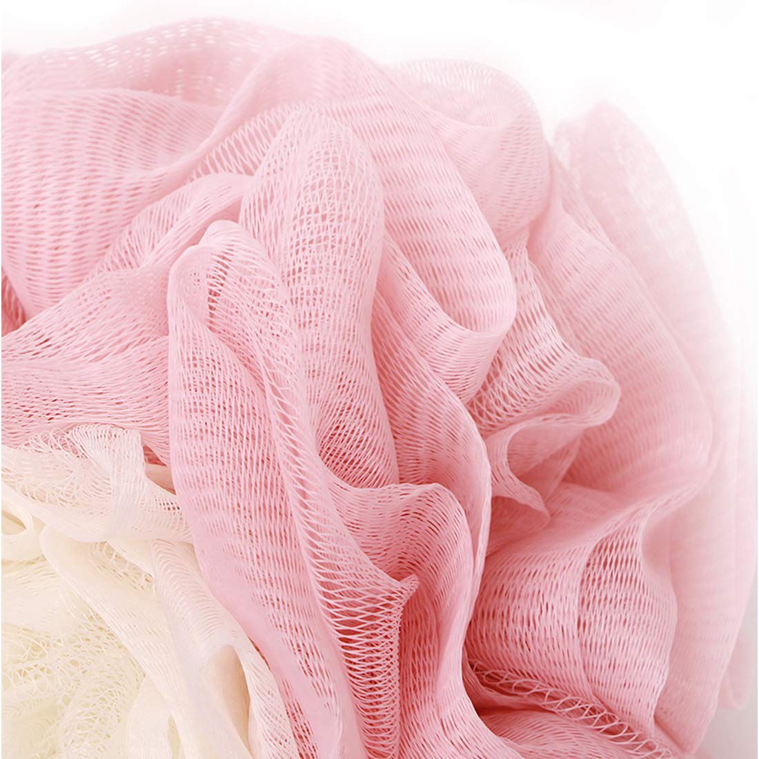 LissomPlume Bath Shower Sponge Loofah Mesh Pouf Brush Ball Exfoliating Accessory Pink Color Beauty and Personal Care LISSOMPLUME