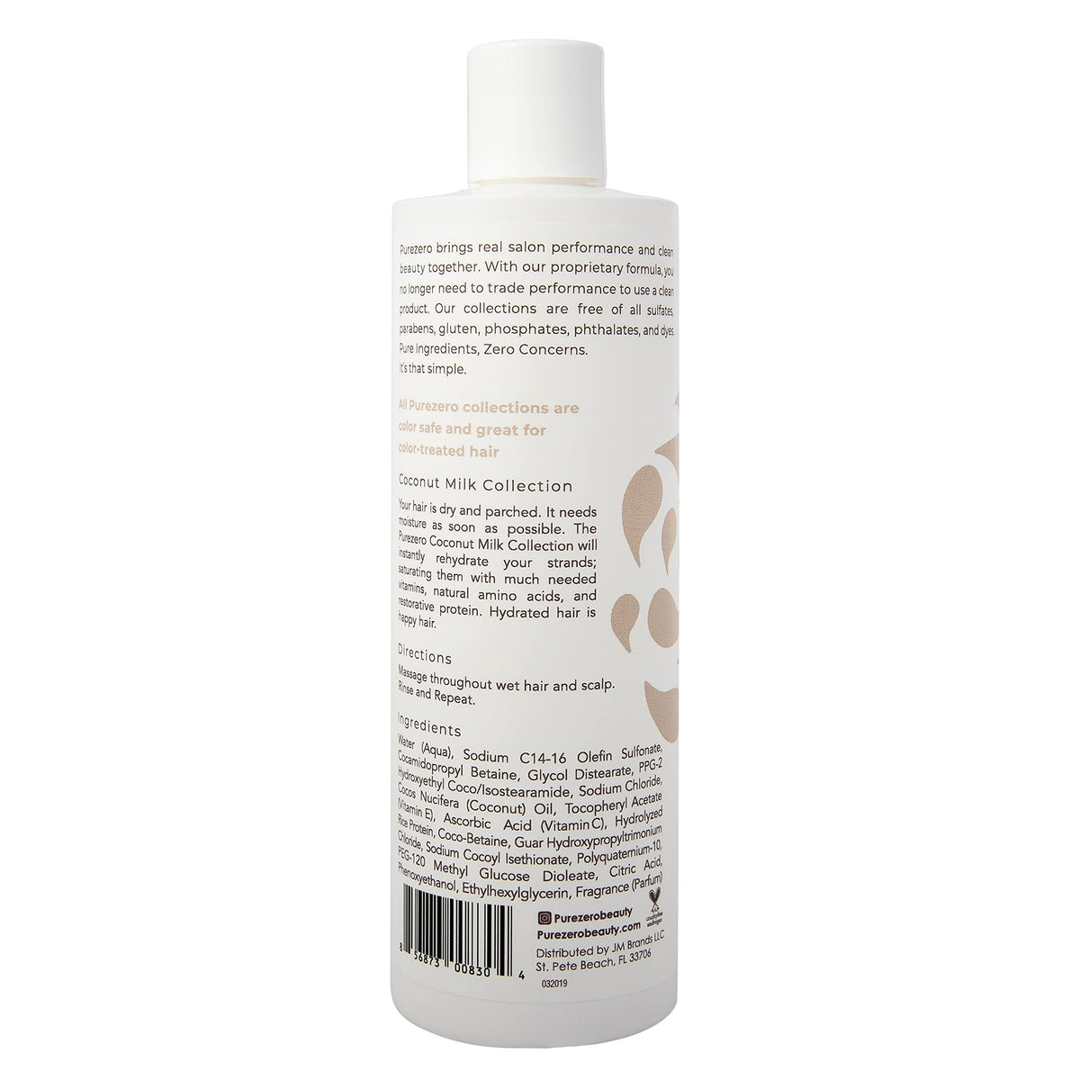 Purezero Coconut Milk Moisturizing Shampoo - 12 Fl Ounce - Intense Hydration & Increase Shine - Fight Dandruff & Frizz - Zero Sulfates, Parabens, Dyes