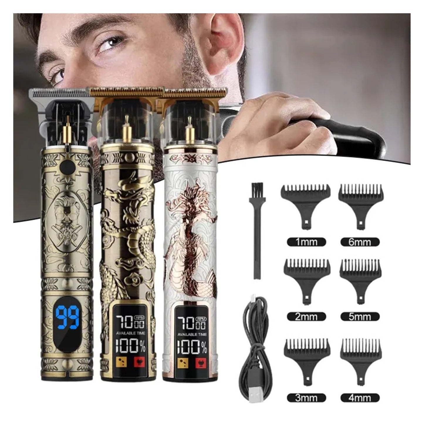 Razors Hairdresser LCD Electric Scissors USB Charging Electric Scissors Retro Oil Head Carving Hairdresser Manufacturer Wholesale Care(Medusa D) Beauty and Personal Care EWKYLSEM