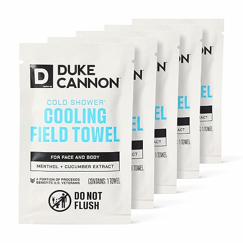 Duke Cannon Cold Shower Cooling Field Towels - 15 Individually Wrapped Towels - Men's Face and Body Wipes - Made with Menthol & Aloe - Instant Refresh Beauty & Personal Care Duke Cannon Supply Co.