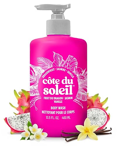 PB ParfumsBelcam Côte du Soleil Body Wash for Women - Tropical Fruity Floral Scent with Dragon fruit, Jasmine & Vanilla - Moisturizing Shower Gel Beauty & Personal Care PB ParfumsBelcam