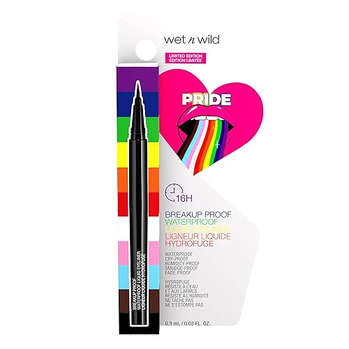 wet n wild Pride Breakup Proof Waterproof Liquid Eyeliner Pen, Smudge-Proof & Flake-Proof Rich Black Pigment, Ultra-Fine Precision Brush Tip Beauty & Personal Care wet n wild