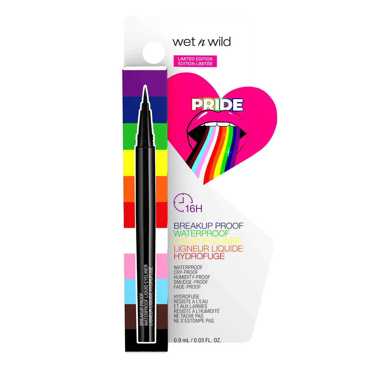 wet n wild Pride Breakup Proof Waterproof Liquid Eyeliner Pen, Smudge-Proof & Flake-Proof Rich Black Pigment, Ultra-Fine Precision Brush Tip Beauty & Personal Care wet n wild