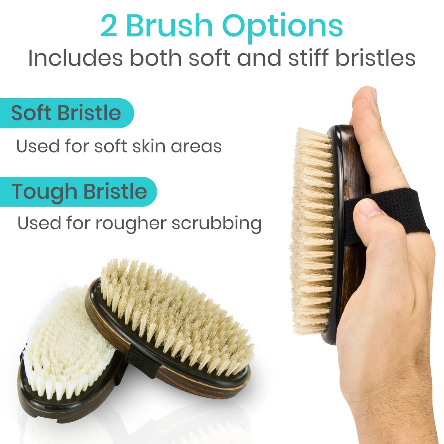 Vive Dry Brush Set for Lymphatic Drainage (3 Pieces) - Brushing Scrubber for Exfoliating, Body Cellulite and Skin Massage - 100% Natural Boar Hair Beauty & Personal Care Vive