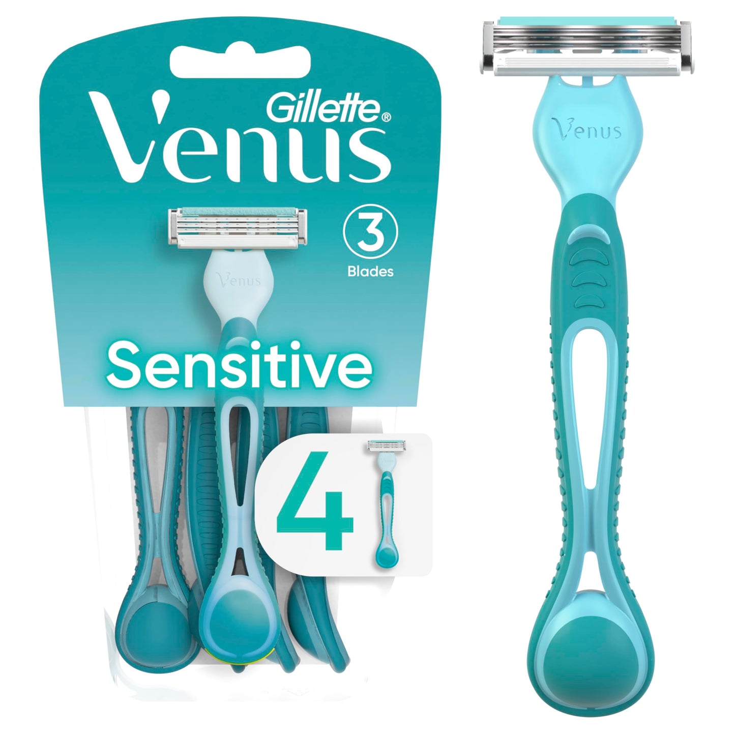 Gillette Venus Simply 3 Sensitive Women's Disposable Razors, Pack of 1 with 4 razors Beauty & Personal Care Gillette Venus