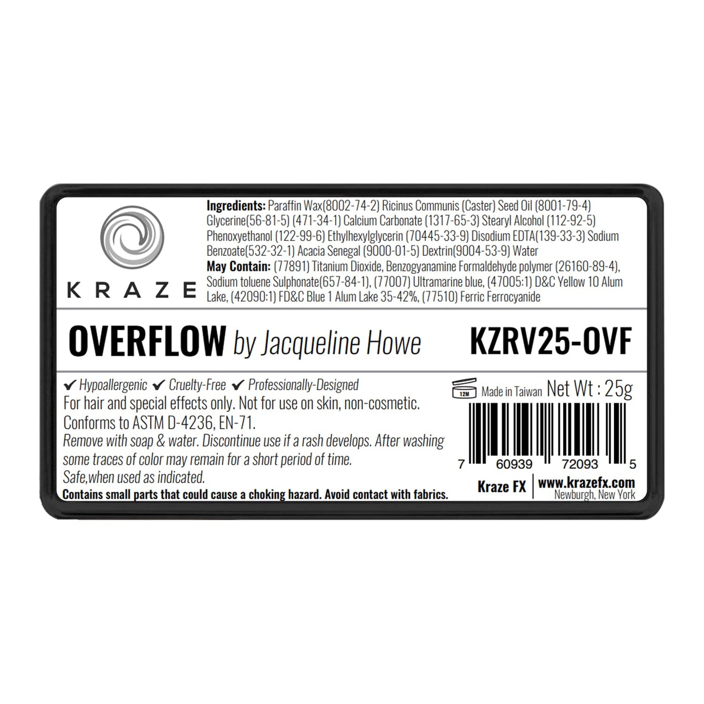 Kraze FX Dome Stroke - Overflow (25 gm), Professional 1-Stroke Split Cake, Hypoallergenic, Non-Toxic, Water Activated Face & Body Painting Makeup Beauty & Personal Care Kraze FX