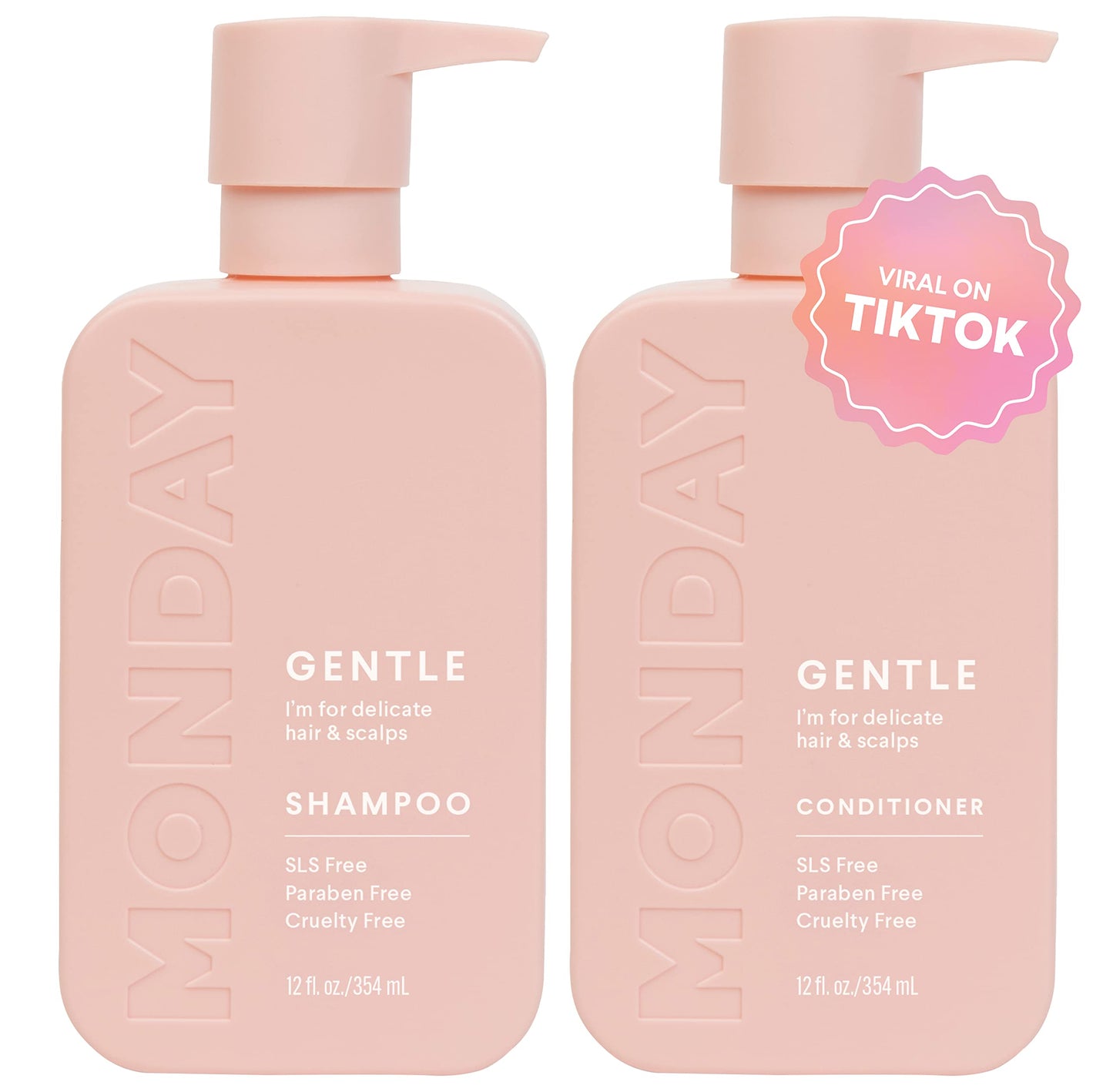 MONDAY HAIRCARE Gentle Shampoo + Conditioner Set (2 Pack) 12oz Each for Normal to Delicate Hair Types, Made from Coconut Oil Beauty & Personal Care MONDAY HAIRCARE
