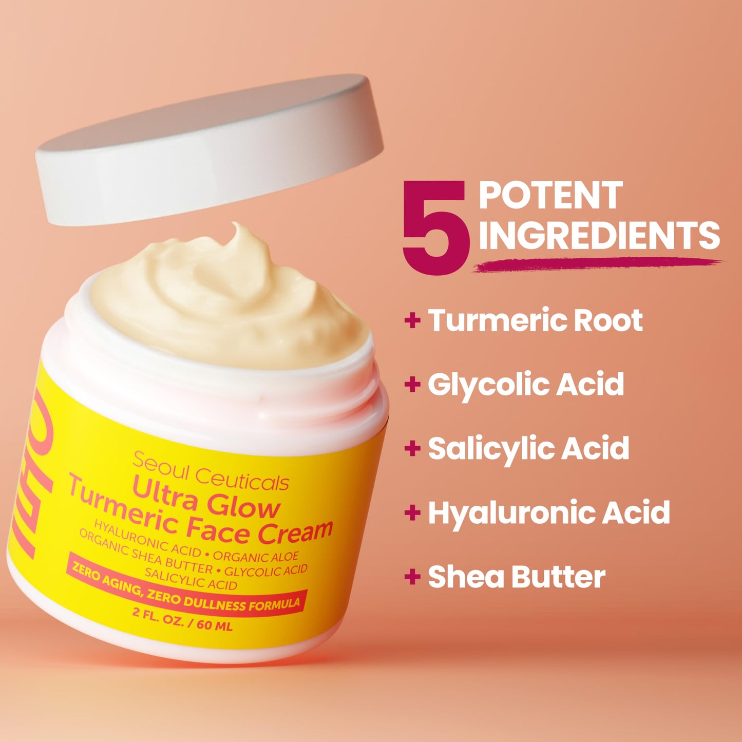 SeoulCeuticals Korean Skin Care Turmeric Cream - Face Moisturizer for Dull Dry Skin - Korean Skincare K Beauty for Glass Skin 2oz Beauty & Personal Care SeoulCeuticals
