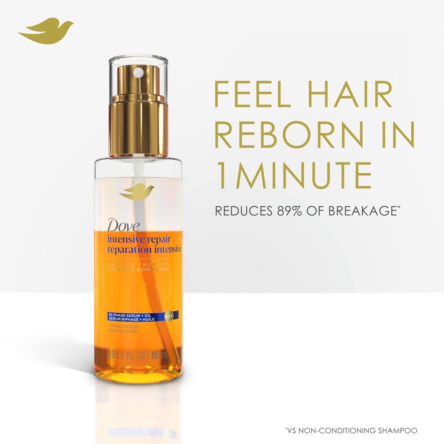 Dove Damage Therapy Intensive Repair with Amino Serum Bi-Phase Serum + Oil Hair Spray for Shine, Frizz Control, and Split Ends 3.9 oz Beauty & Personal Care Dove