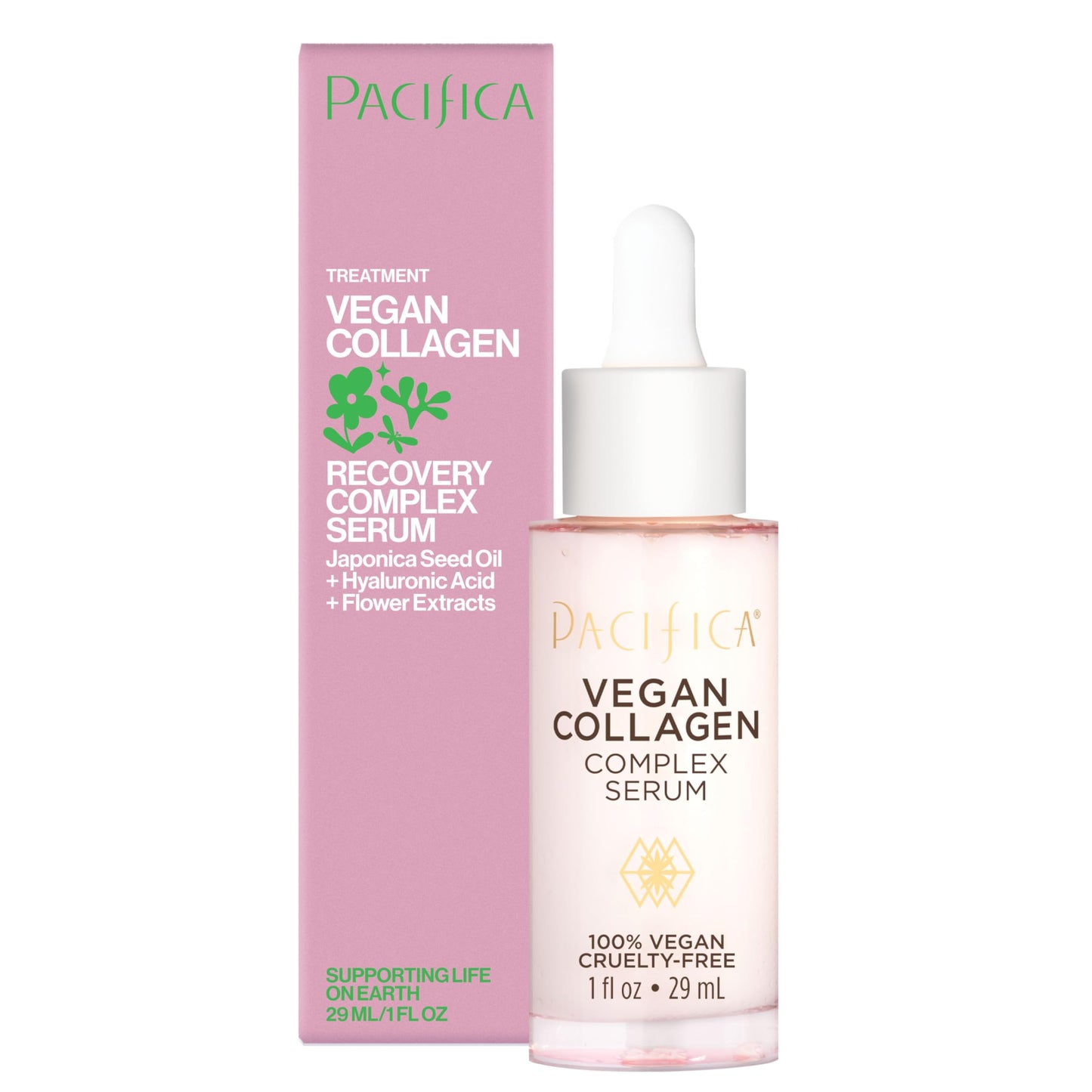 Pacifica Vegan Collagen Complex Face Serum Anti Aging Hydrating Serum w/Hyaluronic Acid for Plumping & Firming Collagen Boosting Facial Serum for Fine Beauty & Personal Care Pacifica