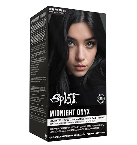 Splat Midnight Onyx Semi Permanent Hair Dye Kit, 1 Application, Includes Deep Reconstructor Conditioner, Lasts 30 Washes, No Bleach Required, Vegan Beauty & Personal Care Splat