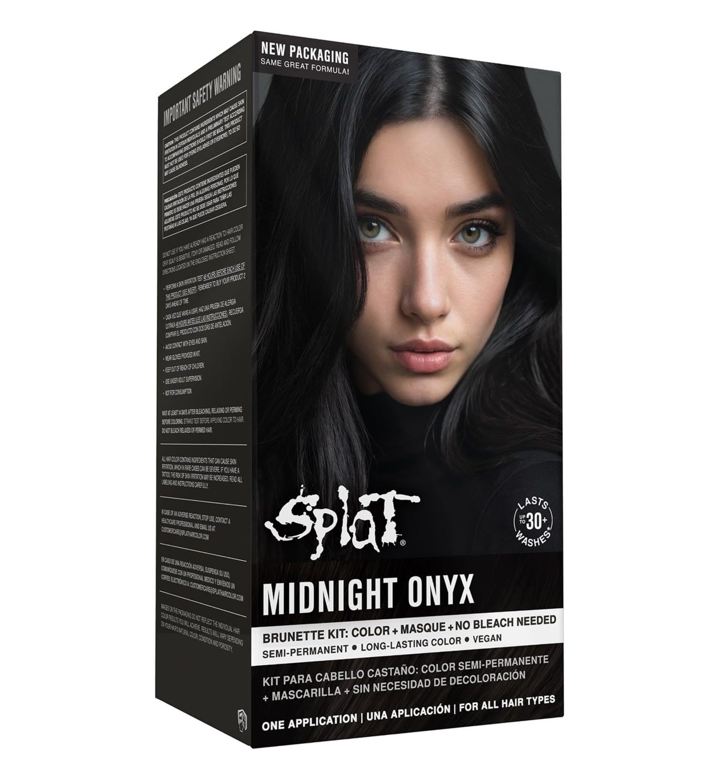 Splat Midnight Onyx Semi Permanent Hair Dye Kit, 1 Application, Includes Deep Reconstructor Conditioner, Lasts 30 Washes, No Bleach Required, Vegan Beauty & Personal Care Splat