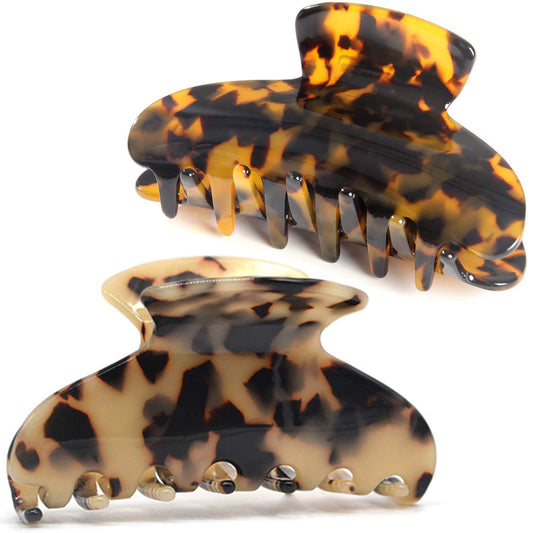 Cellulose Acetate Large Hair Claw Clips 3.8" Leopard Big Tortoise Hair Clips For Women Thick Hair Accessories French Design Hair Jaw Clips Clamp… Beauty and Personal Care Fsmiling Default Title