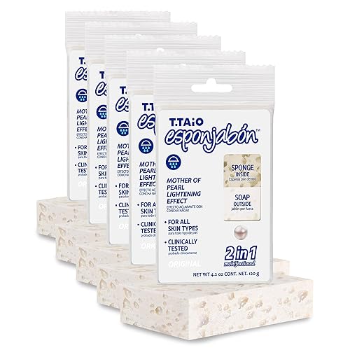 T.Taio Esponjabon Mother of Pearl Soap Sponge - Cleansing Shower Scrubber - Cleaning Bath Wash Scrub - Oil Removal - Massage & Lather Foot, Elbow, Beauty & Personal Care T.TAIO