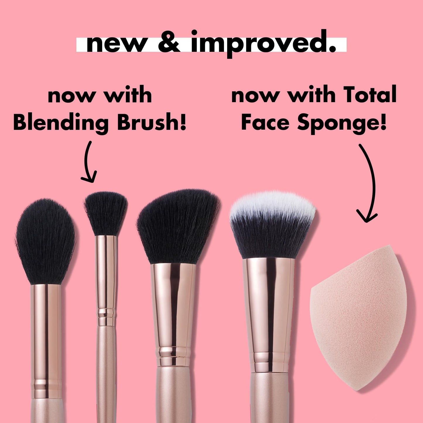 e.l.f. Complexion Essentials Brush & Sponge Set, Concealer, Powder, Blush & Highlighter Brushes & Total Face Sponge, Vegan Beauty & Personal Care e.l.f.