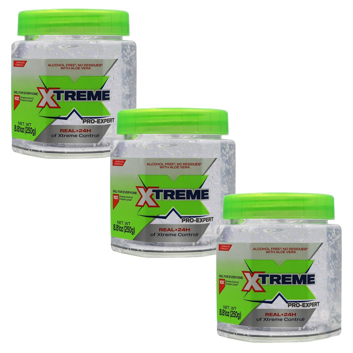 Xtreme Pro-Expert Clear Styling Hair Gel, Alcohol Free 24-Hours Xtreme Control With Aloe Vera, 8.8 Oz Jar (Pack of 3) Beauty & Personal Care Xtreme