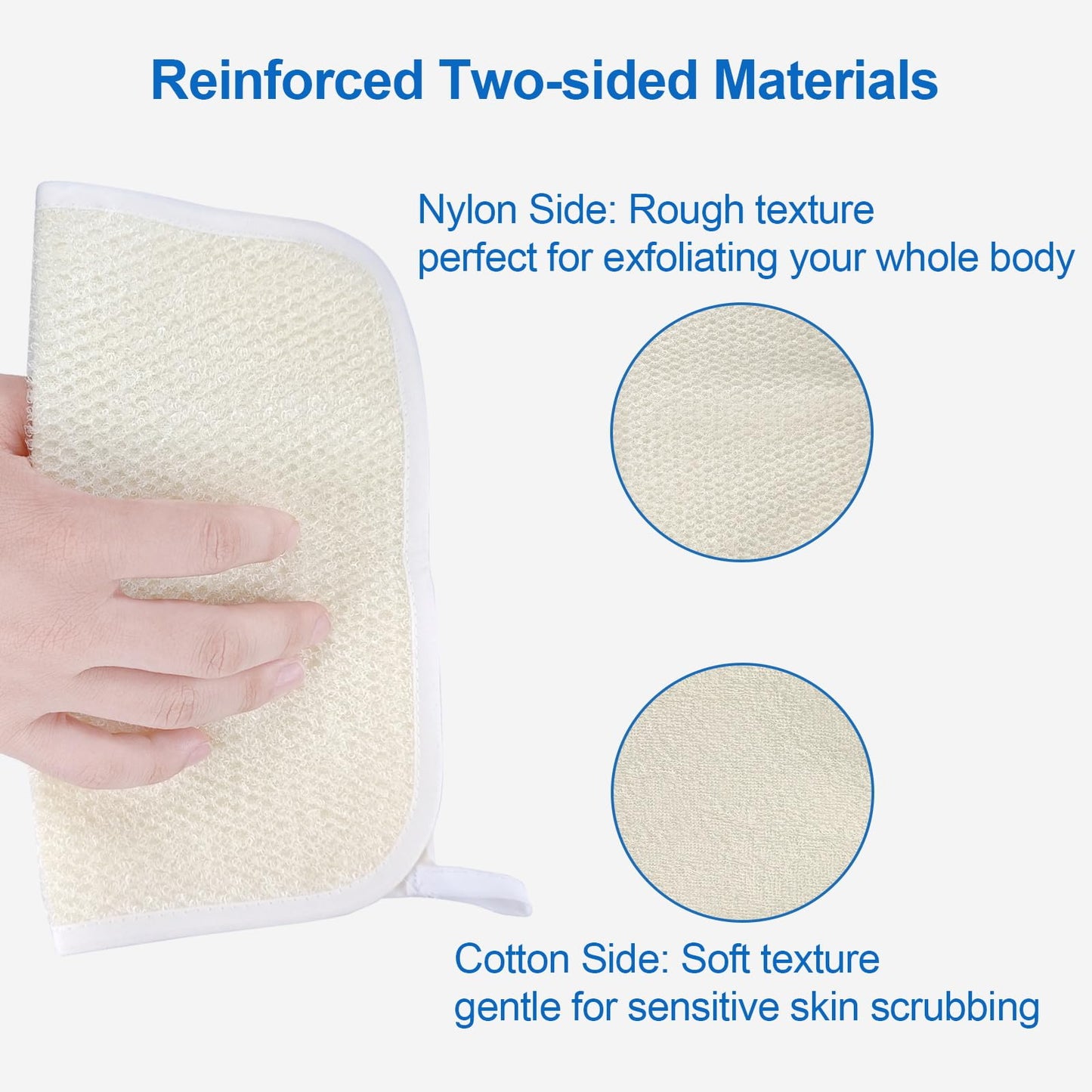 Exfoliating Washcloth (3 Pack), Shower Cloth for Body and Face Exfoliator Scrubber, Two Sides Exfoliate Shower Rag Wash Cloths Nylon Cotton Loofah Beauty and Personal Care GigaGround