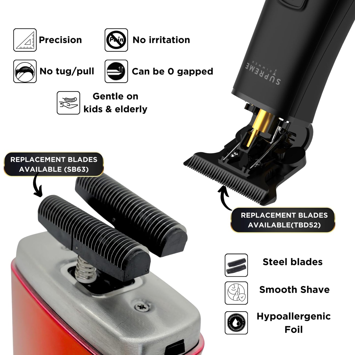 Supreme Trimmer 2-in-1 DLC T-Shaper Trimmer & Crunch Foil Shaver - STF602 Electric Razor & ST5206 Beard Trimmer Barber Haircut Kit - Red Beauty and Personal Care Supreme Trimmer