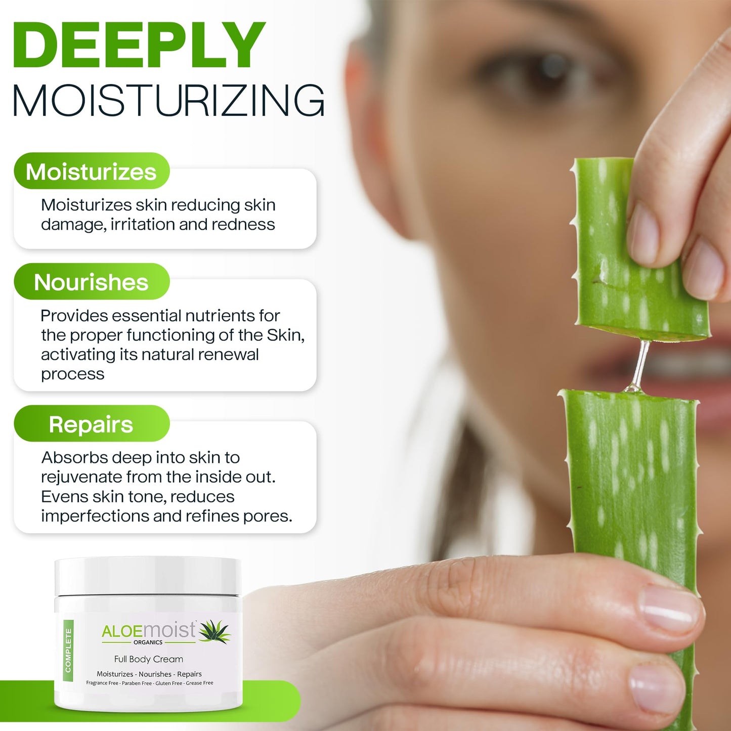 Organic Aloe Vera Lotion - Face & Body Moisturizing Cream with Natural Aloe Vera, Vitamin E Oil, Vitamin C, Retinol Cream, Shea Butter - Anti Aging Beauty & Personal Care AloeMoist