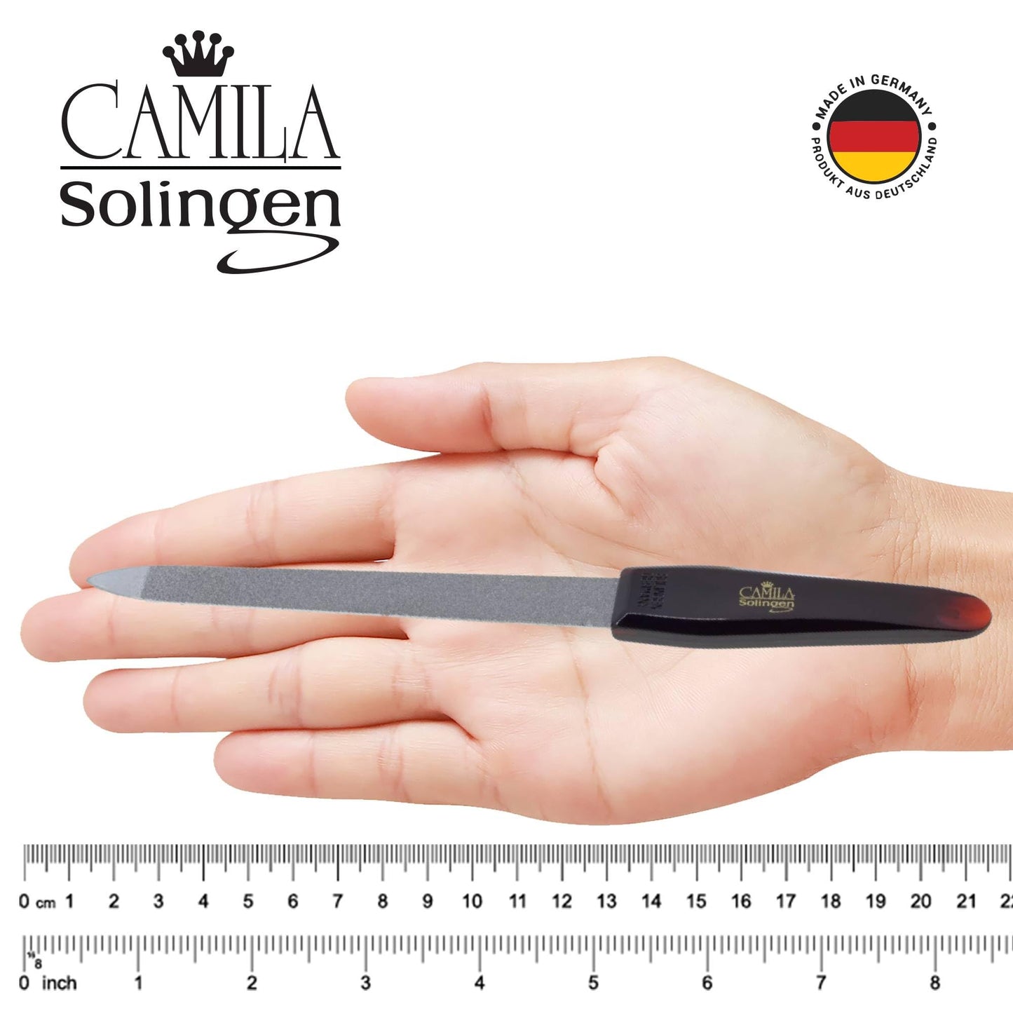 Camila Solingen CS19 Sapphire Metal Nail File for Natural Nails Fingernail and Toenail Care, 8" Double Sided Coarse and Fine for Manicure and Pedicure Beauty & Personal Care Camila Solingen