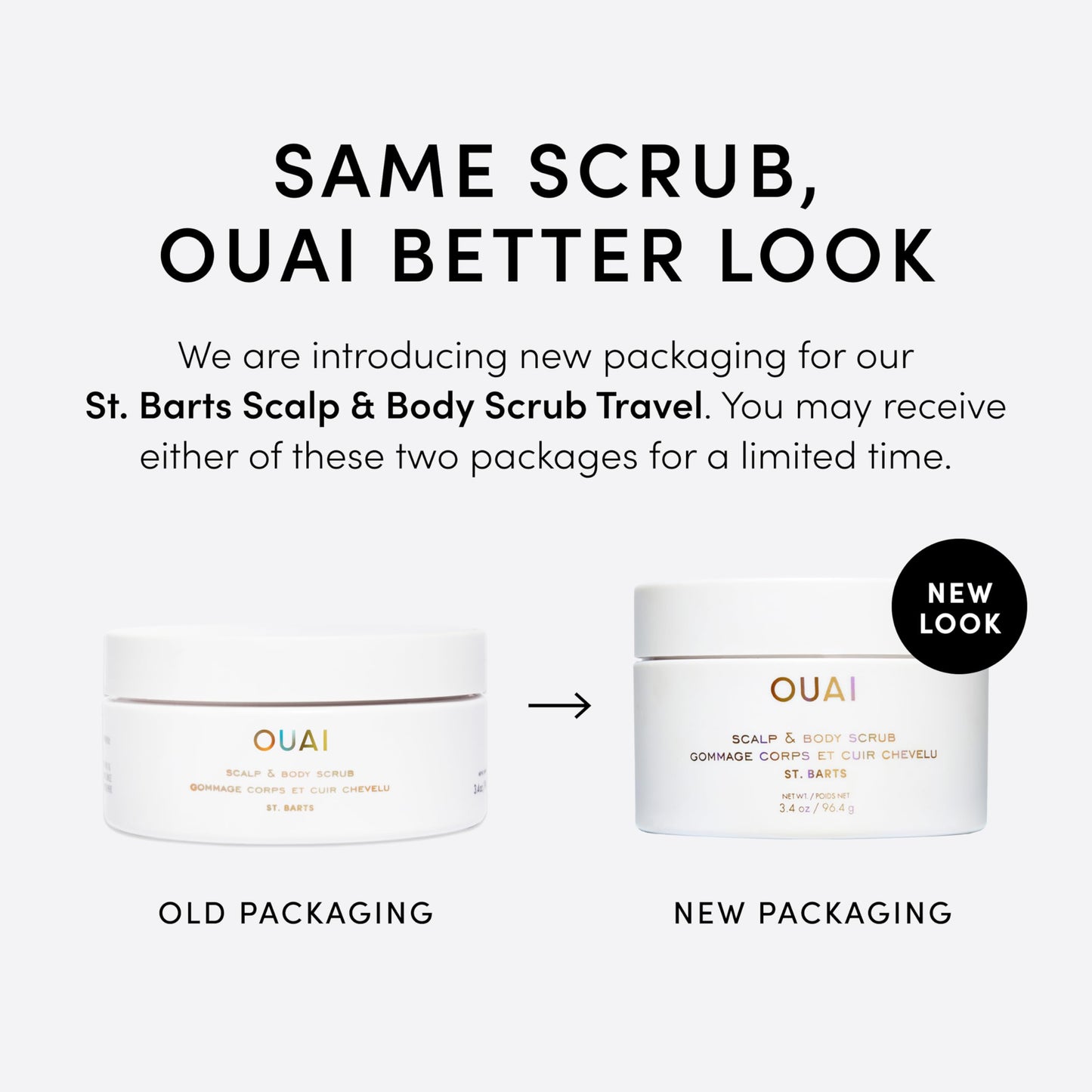 OUAI Scalp & Body Scrub, St. Barts Travel Size - Exfoliating Body Scrub with Sugar & Coconut Oil Blend for Smooth, Moisturized Skin - Gentle Scalp Beauty & Personal Care OUAI