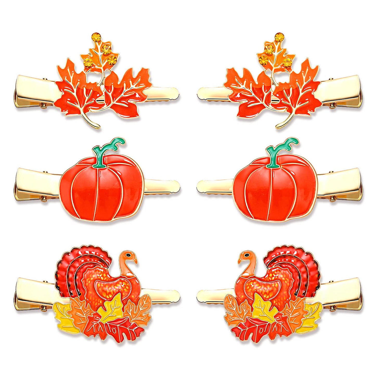 Thanksgiving Hair Clips Set for Women Girls (Turkey+Pumpkin+Maple Leaf) Beauty & Personal Care NVENF