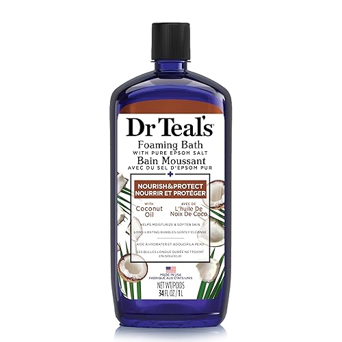 Dr. Teal's Coconut Oil Foaming Bath with Pure Epsom Salt (1 Bottle, 34 oz) - Essential Oils Nourish & Protect your Skin - Relieve Stress & Revitalize Beauty & Personal Care Dr Teal's
