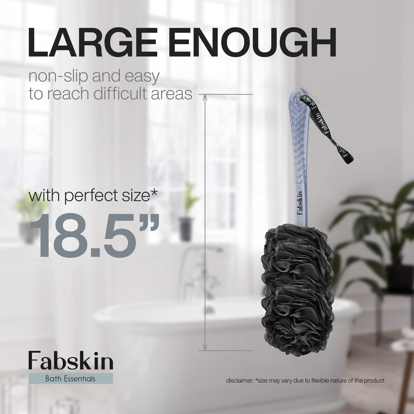 Fabskin Bath Body Brush Loofah For Men & Women With Long Handle - Body Bath Brush - Back Scrubber For Bathing - Made In India (Black) Beauty and Personal Care FABSKIN