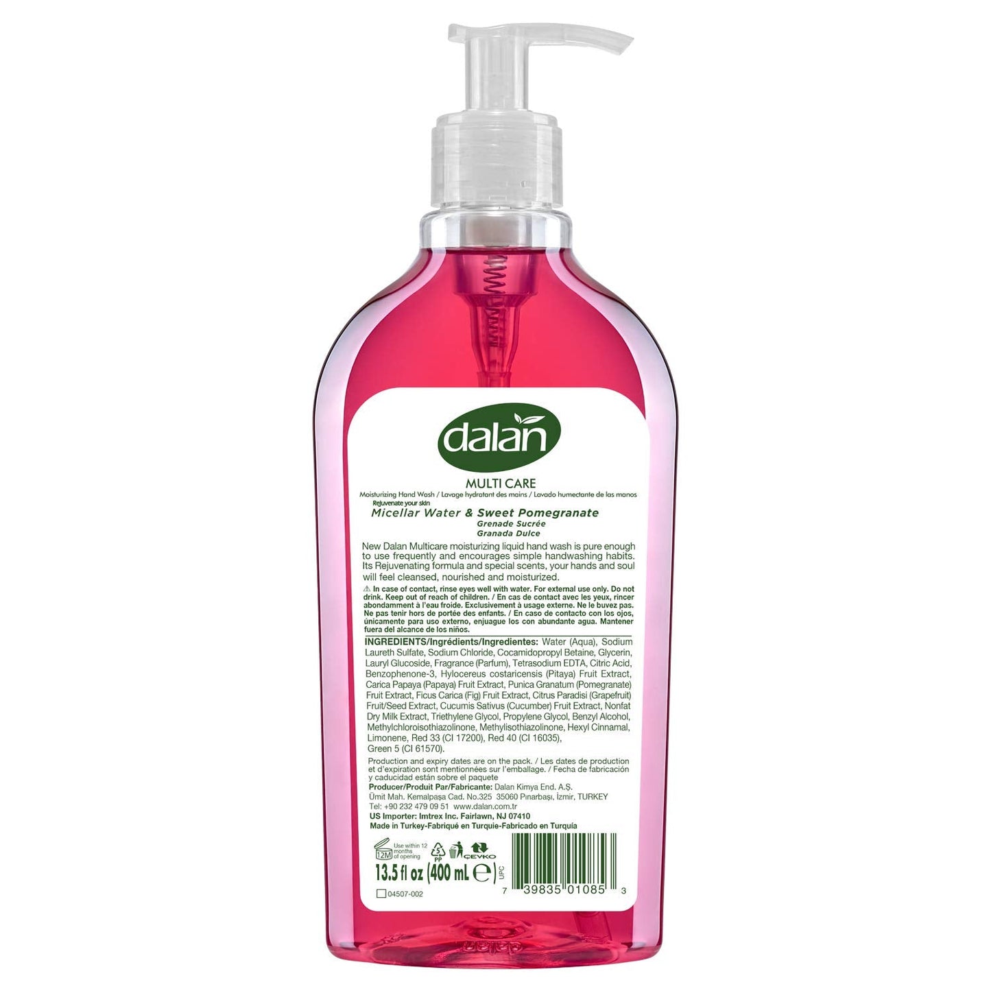 Dalan Sweet Pomegranate Multicare Ultra Moisturizing Liquid Hand Soap for Normal and Dry Hands Fresh Clean and Soft Feeling (13.5 Fl Oz / 400 mL (Pack Beauty & Personal Care Dalan