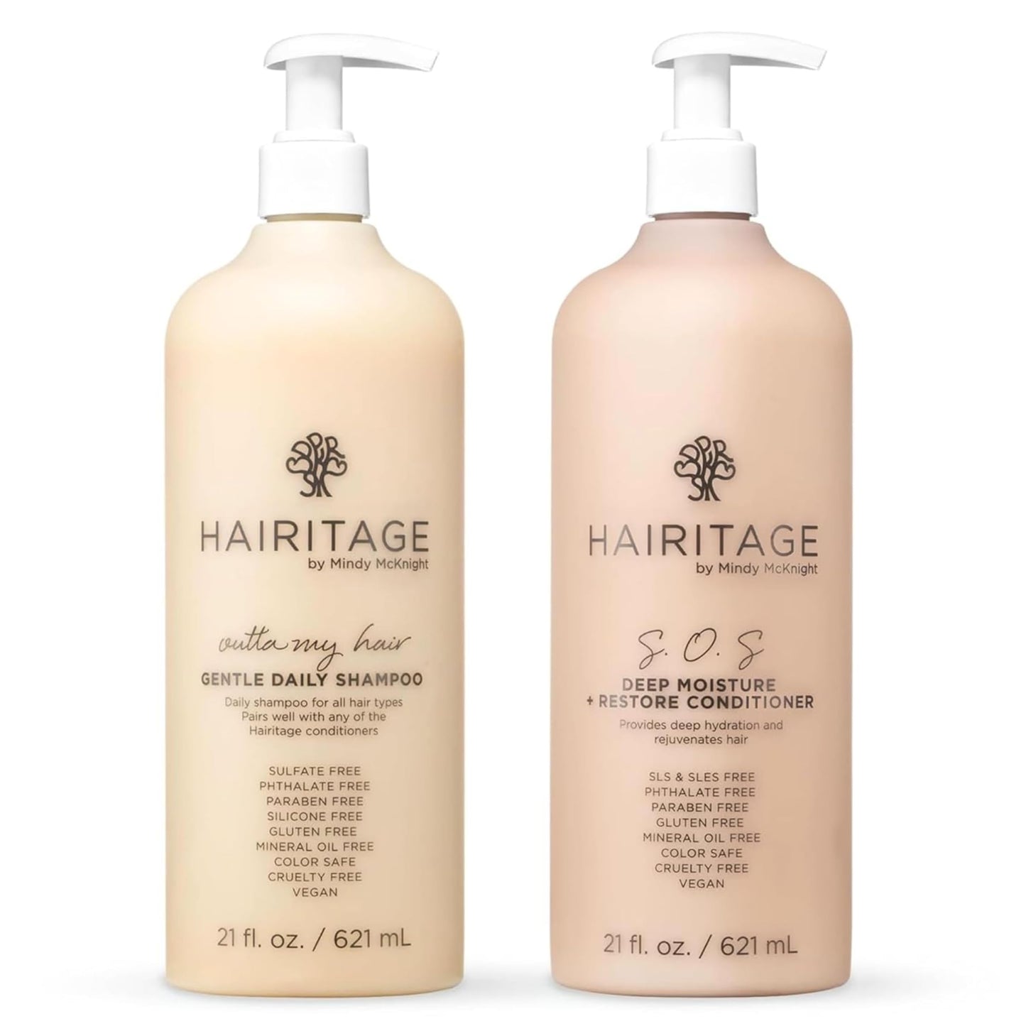 Hairitage Gentle Daily Moisture Shampoo and Conditioner Set - Split End + Bond Strengthening for Dry, Damaged Hair with Jojoba Oil - Anti-Frizz Beauty & Personal Care Hairitage