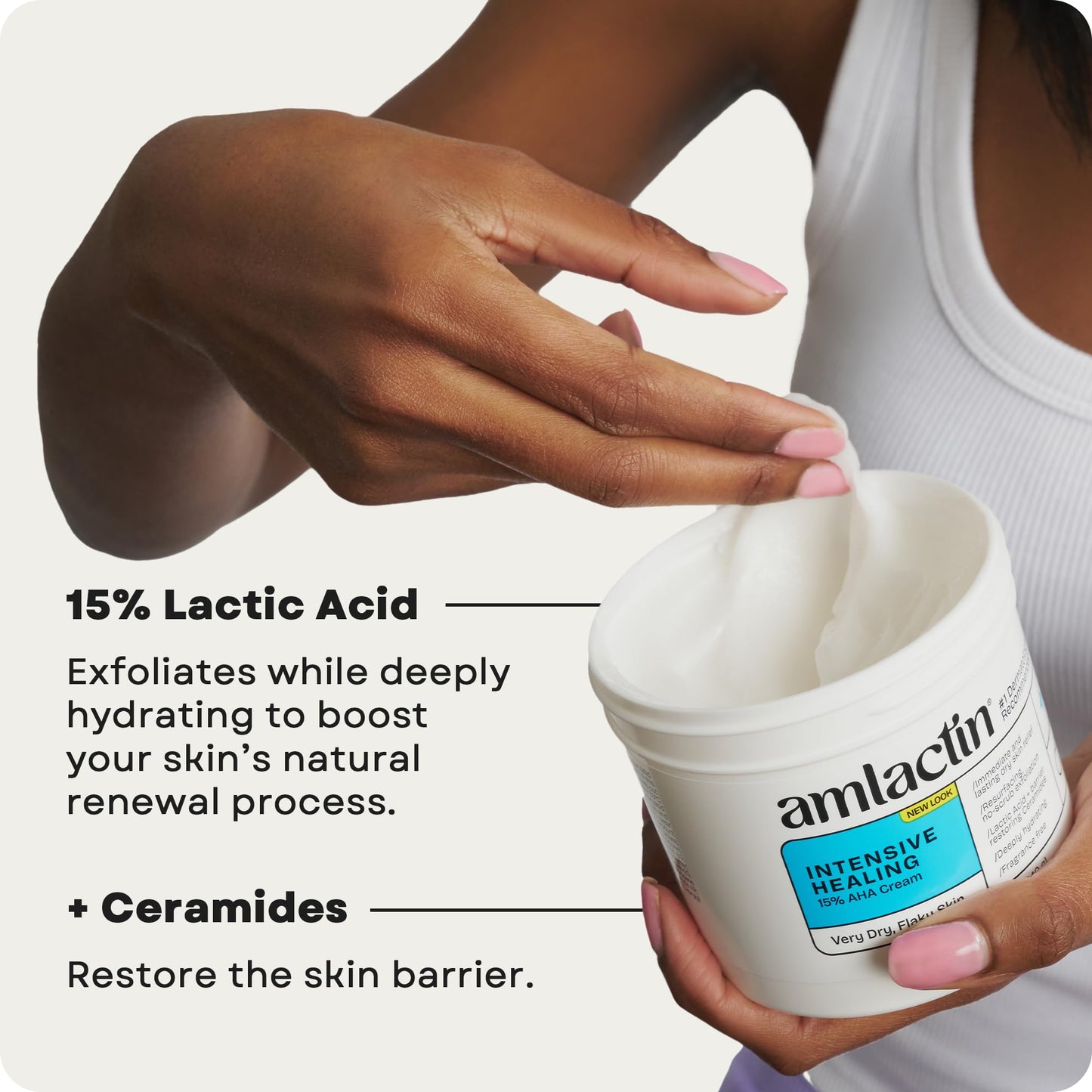 AmLactin Intensive Healing - Therapeutic Body Cream for Extremely Dry Skin - No-Scrub Exfoliator and Body Moisturizer Cream with 15% Lactic Acid AHA Beauty & Personal Care AmLactin