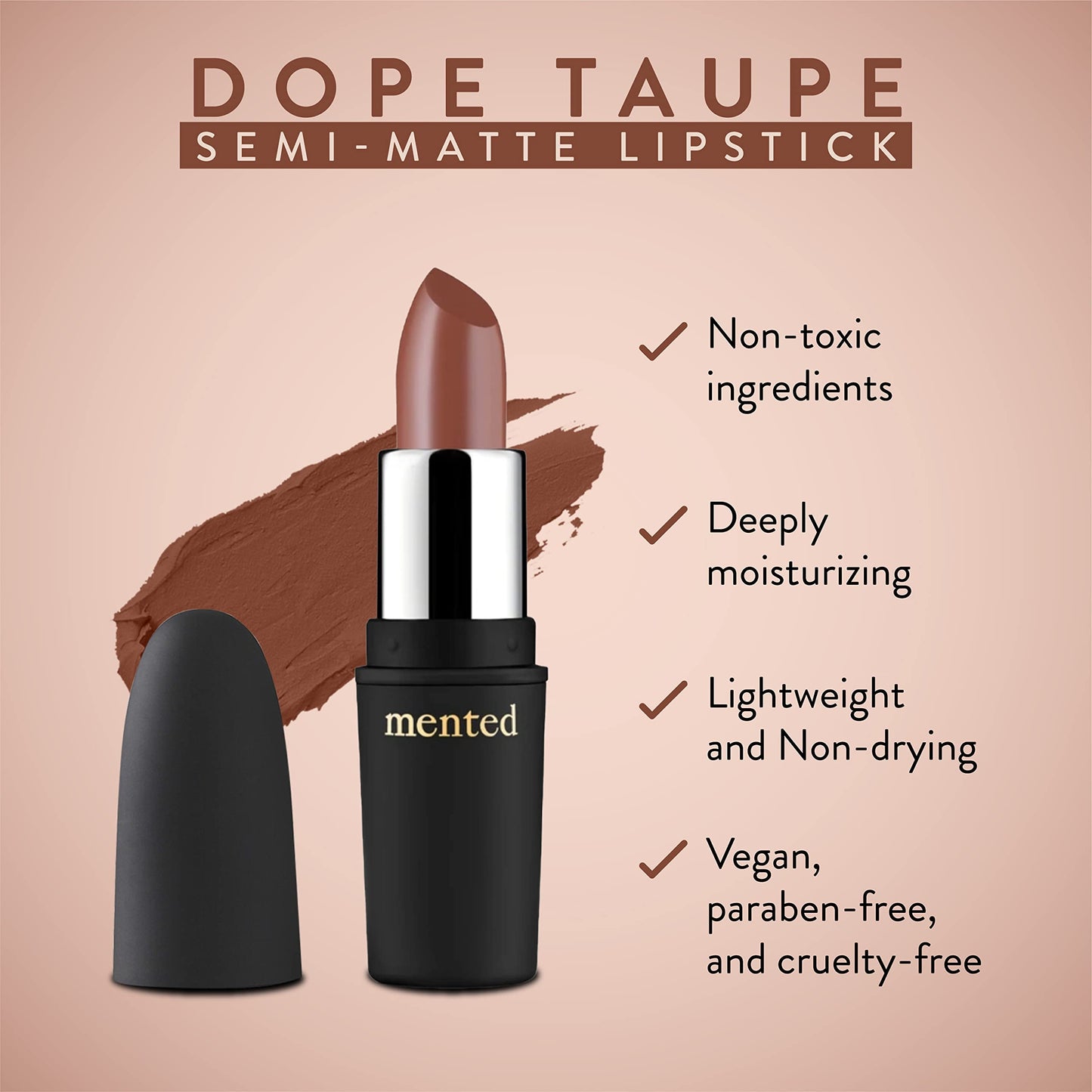 Mented Cosmetics Nude Lipstick for Women, Semi-Matte Long-Lasting Lip Stick, Moisturizing Vegan, Paraben & Cruelty-Free, Enhances All Complexions, Beauty & Personal Care Mented