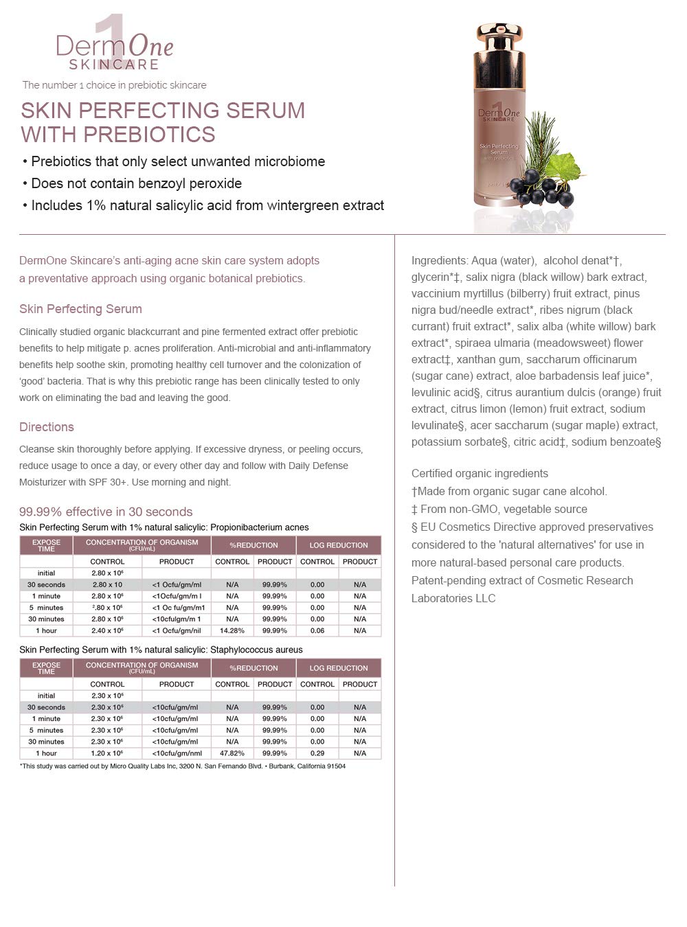 SKIN PERFECTING SERUM with prebiotics Beauty & Personal Care DermOne Skincare