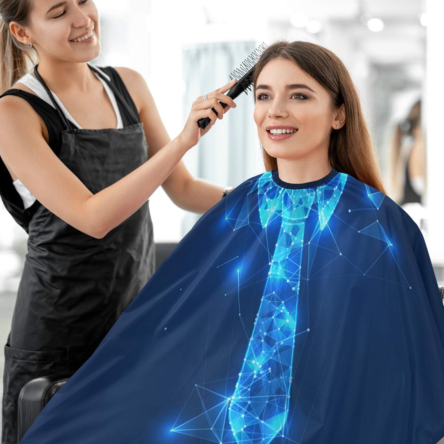 visesunny 3D Necktie Print Barber Cape Anti-Static Hair Cutting Cape with Snap Closure Professional Salon Polyester Beard Shaving Bib Water-Resistant Beauty and Personal Care visesunny