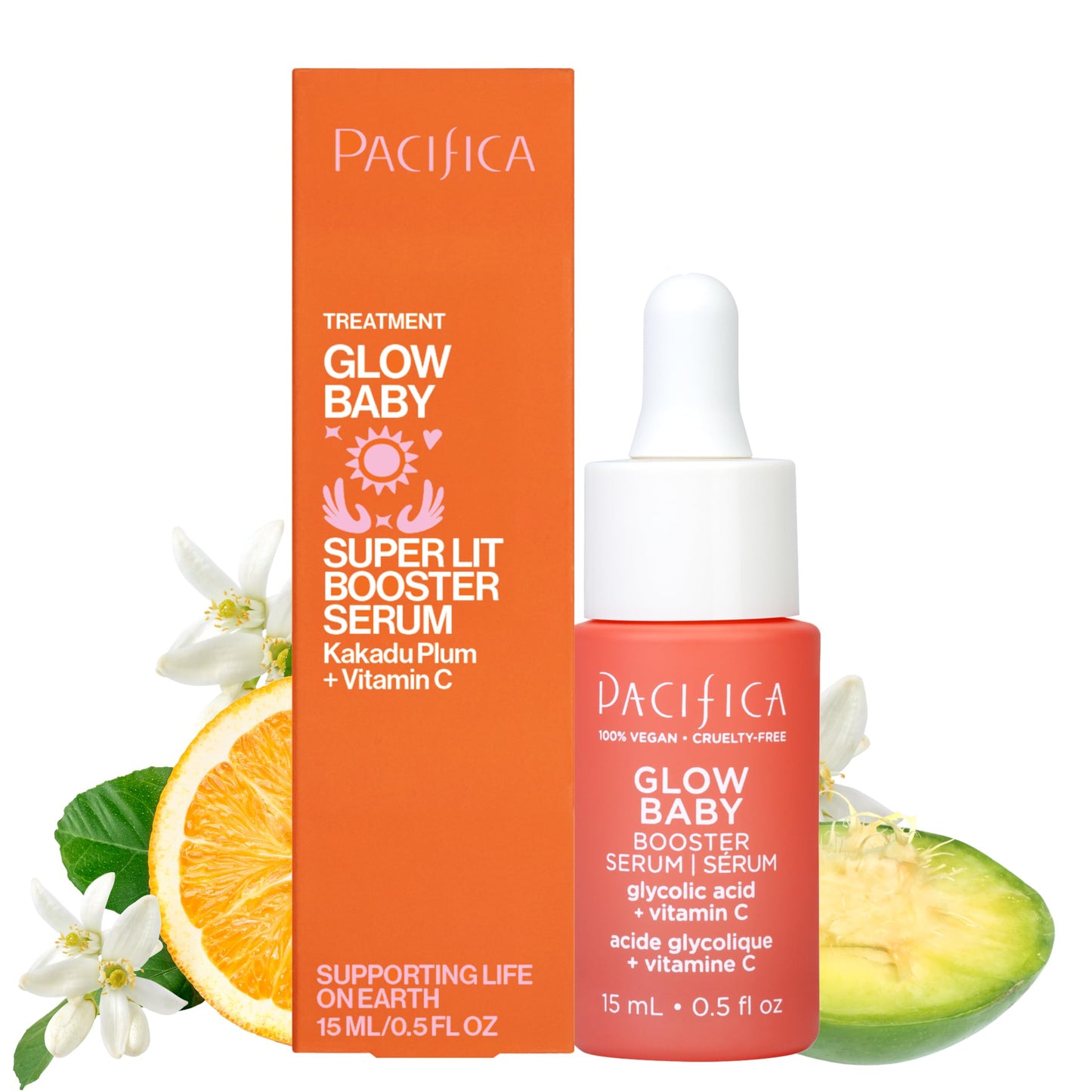 Pacifica Glow Baby Booster Mini Face Serum, Vitamin C & Glycolic Acid For Brightening Dull Skin, Fragrance-Free, Vegan & Cruelty-Free, .5 Fl Oz Beauty & Personal Care Pacifica