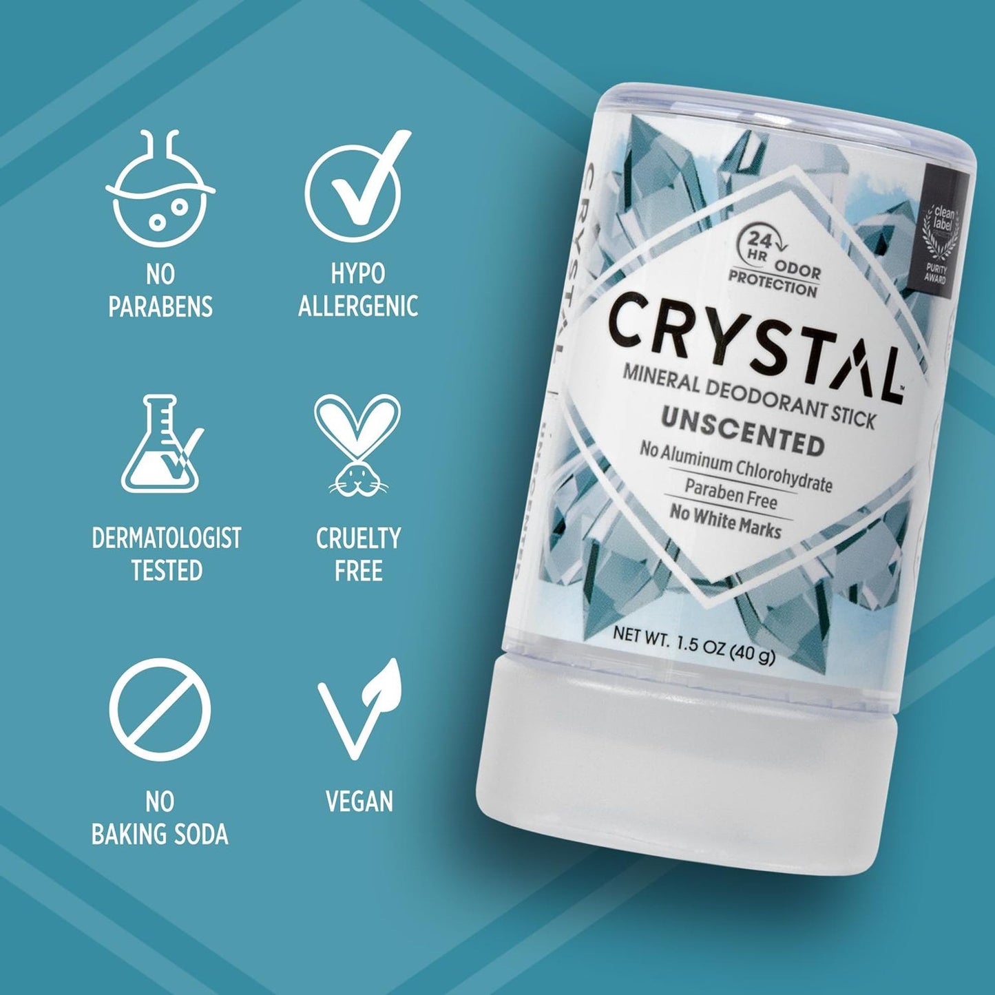 CRYSTAL Deodorant Mineral Deodorant Stick, Travel, 1.5 Ounce Beauty and Personal Care Crystal Essence