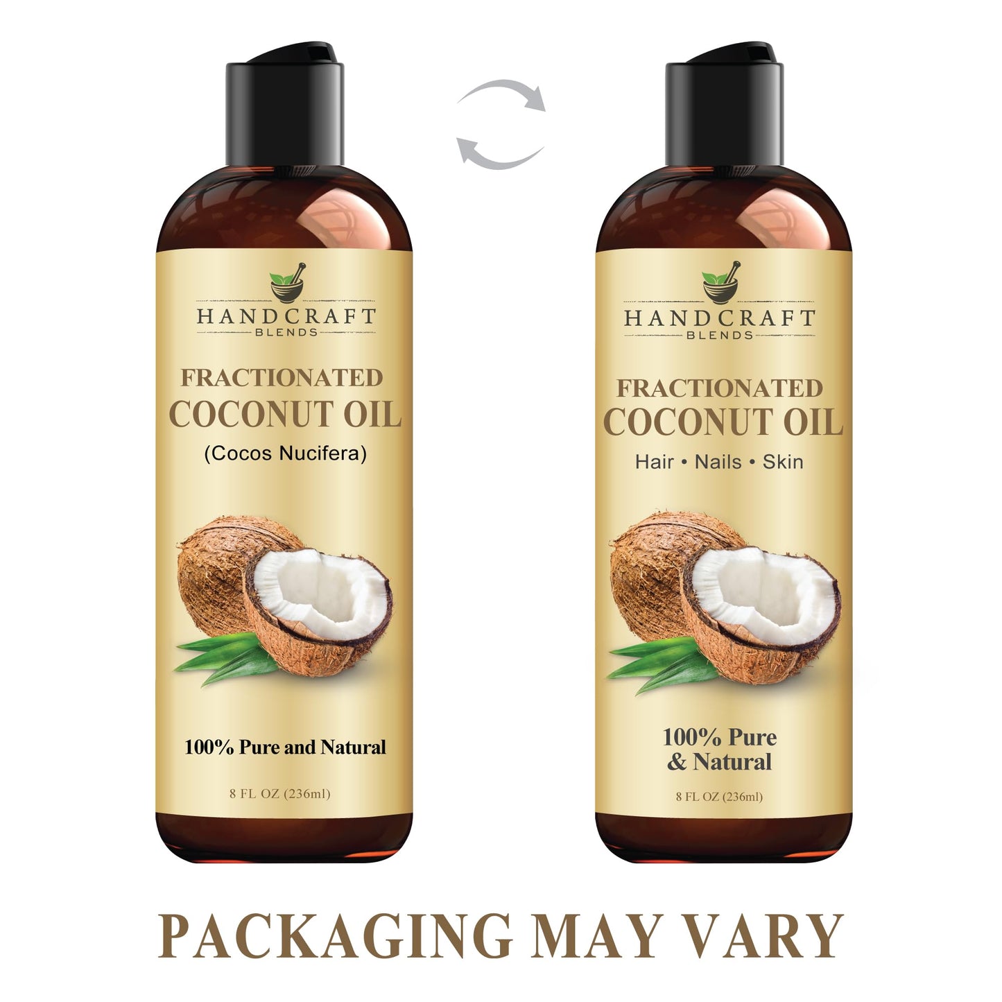 Handcraft Blends Fractionated Coconut Oil - 8 Fl Oz - 100% Pure and Natural - Premium Grade Carrier Oil for Skin and Hair - Hair and Body - Massage Beauty & Personal Care Handcraft Blends