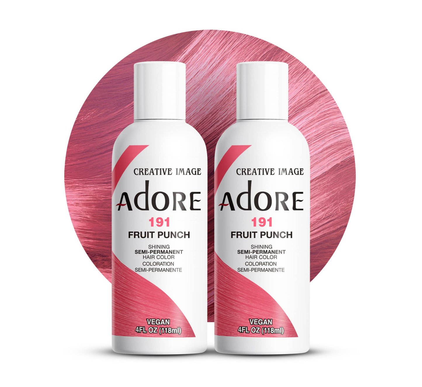 Adore Semi Permanent Hair Color (191 Fruit Punch) (2 Pack) | Vegan & Cruelty-Free Pink Hair Dye | No Ammonia, No Peroxide, No Alcohol | 4 Fl Oz Beauty & Personal Care Adore