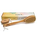 KONEX Bath Brush Set, Exfoliating Shower Scrubber, Dry Brushing Body Brush Set, Pore Opening, Beechwood Handle with Natural Bristle Large 15" Plus Beauty & Personal Care KONEX