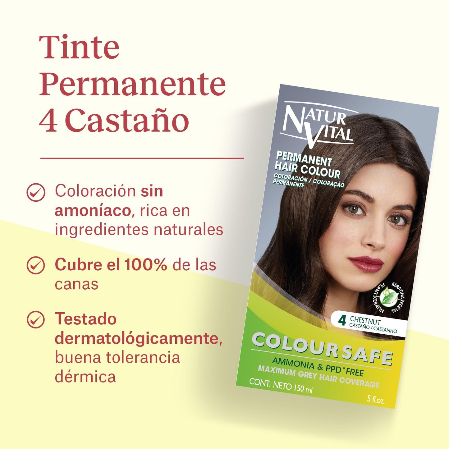 Permanent Hair Dye, Permanent Hair Color . Coloursafe, No Ammonia,Resorcinol,Parabens, or PDD. (~4 Chestnut Hair) Beauty & Personal Care NaturVital