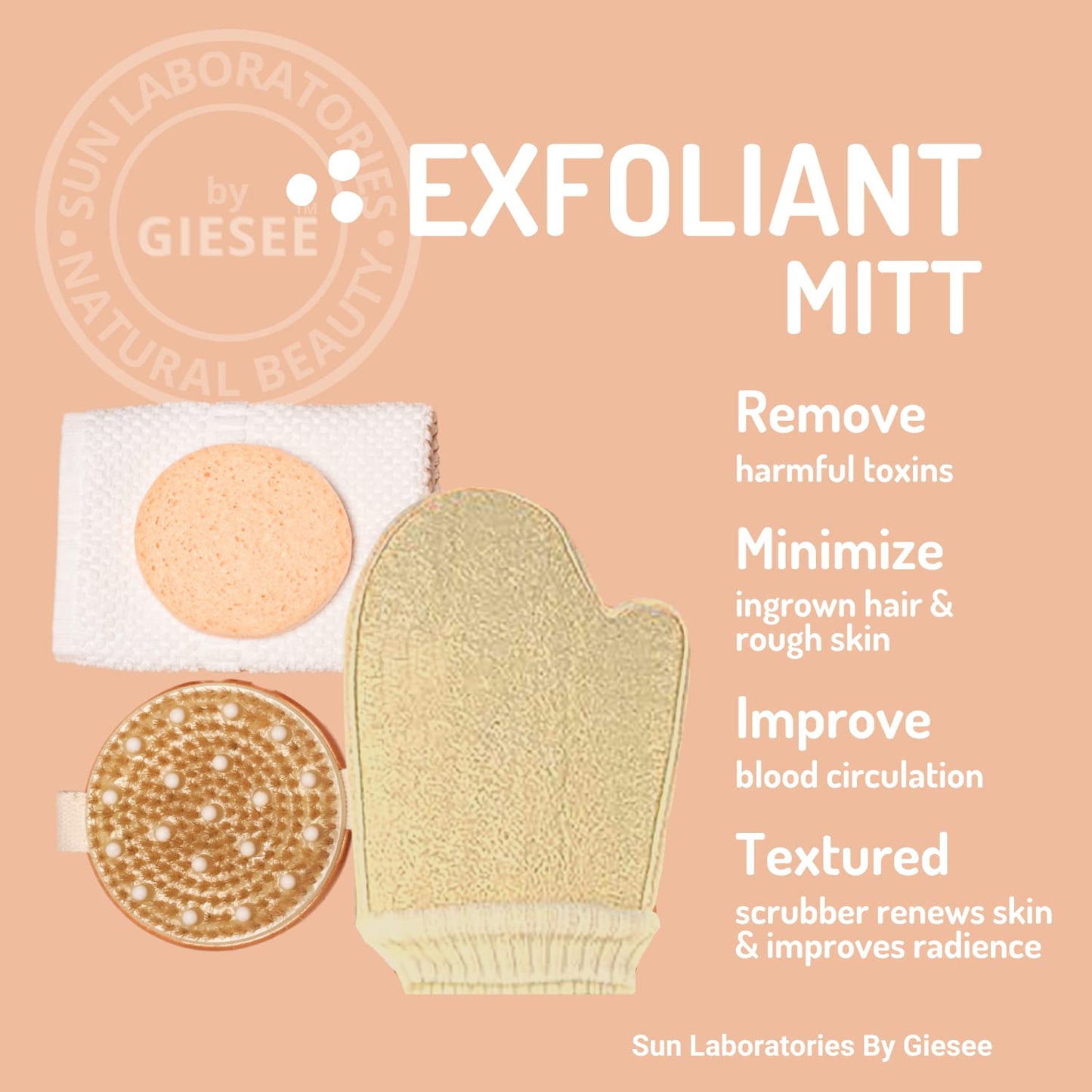 Loofah Sponge Scrubber/Shower Loofah/Loofah Mitt with Terry Cloth Backing, Bungie Collar & Thumb Beauty & Personal Care Sun Laboratories by Giesee
