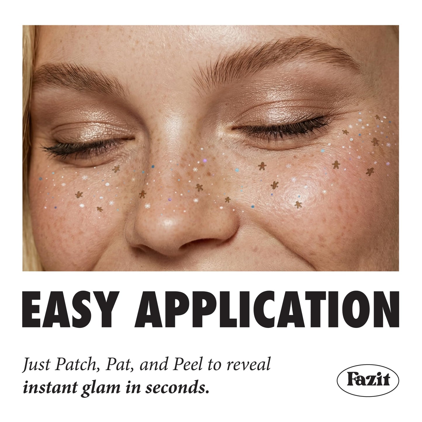 Fazit Makeup Patches - Gingerbread Speckles - Glow Up Make-Up Patches - Cute Glitter Makeup Accessories for Women - Cosmetic Glitter for Face Beauty & Personal Care Fazit