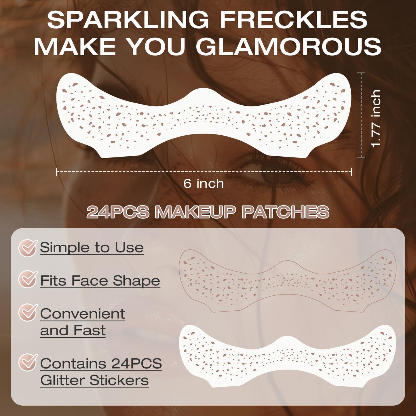 Leterly 24 Pcs Glitter Freckles Face Tattoo,Brown Face Glitter Makeup Patches Cute Sparkle Freckles Patches Waterproof Makeup Speckles for Face Beauty & Personal Care Leterly