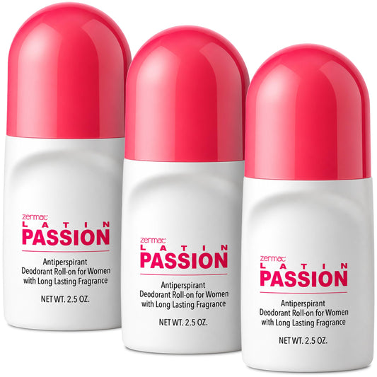 Zermat Kit 3 Latin Passion Roll-on Antiperspirant for Women - 24-Hour Long-Lasting Odor Protection - Coconut, Raspberry & Vanilla Scent - Gentle Beauty and Personal Care Zermat